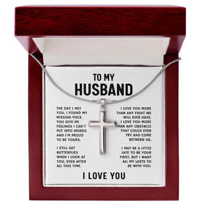 To My Husband, I Love You - Artisan Cross Necklace