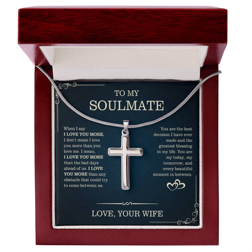 To My Soulmate, From Wife - Artisan Cross Necklace