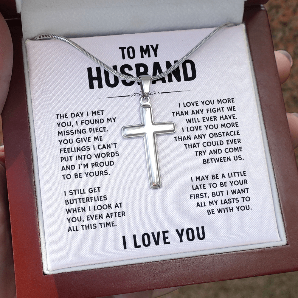To My Husband, I Love You - Artisan Cross Necklace