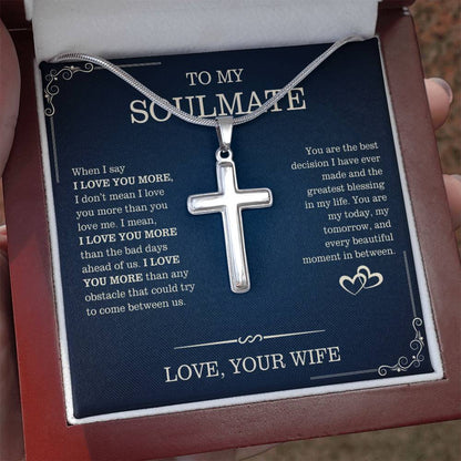 To My Soulmate, From Wife - Artisan Cross Necklace