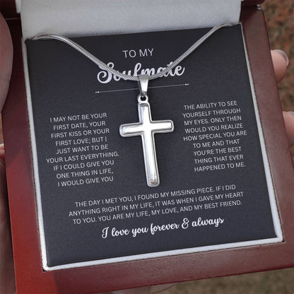 To My Soulmate, I Love You Always & Forever - Artisan Cross Necklace