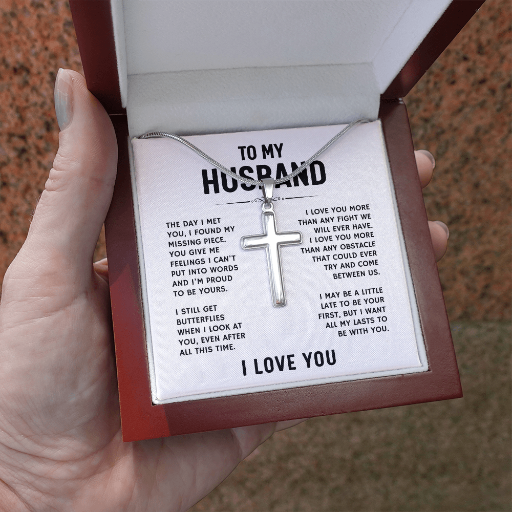 To My Husband, I Love You - Artisan Cross Necklace