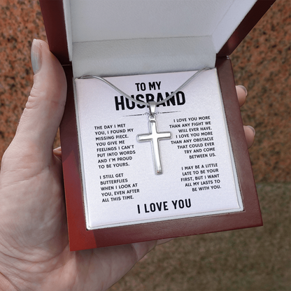 To My Husband, I Love You - Artisan Cross Necklace
